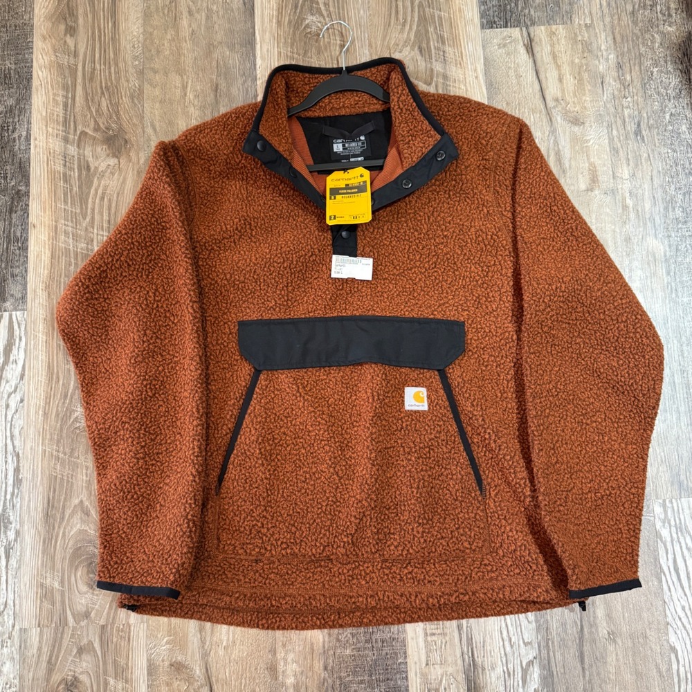 NWT Carhartt Fleece Pullover Mens Large‎ Tall Burnt Orange OJ4991-M Relaxed Fit